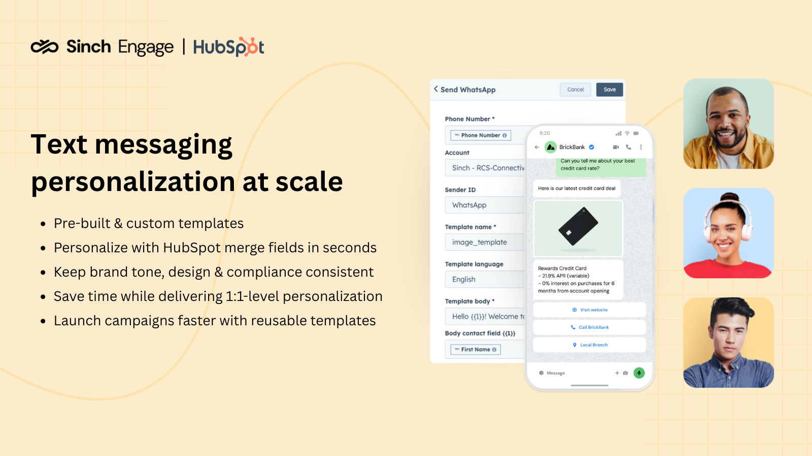 Branded SMS templates for personalized messaging.