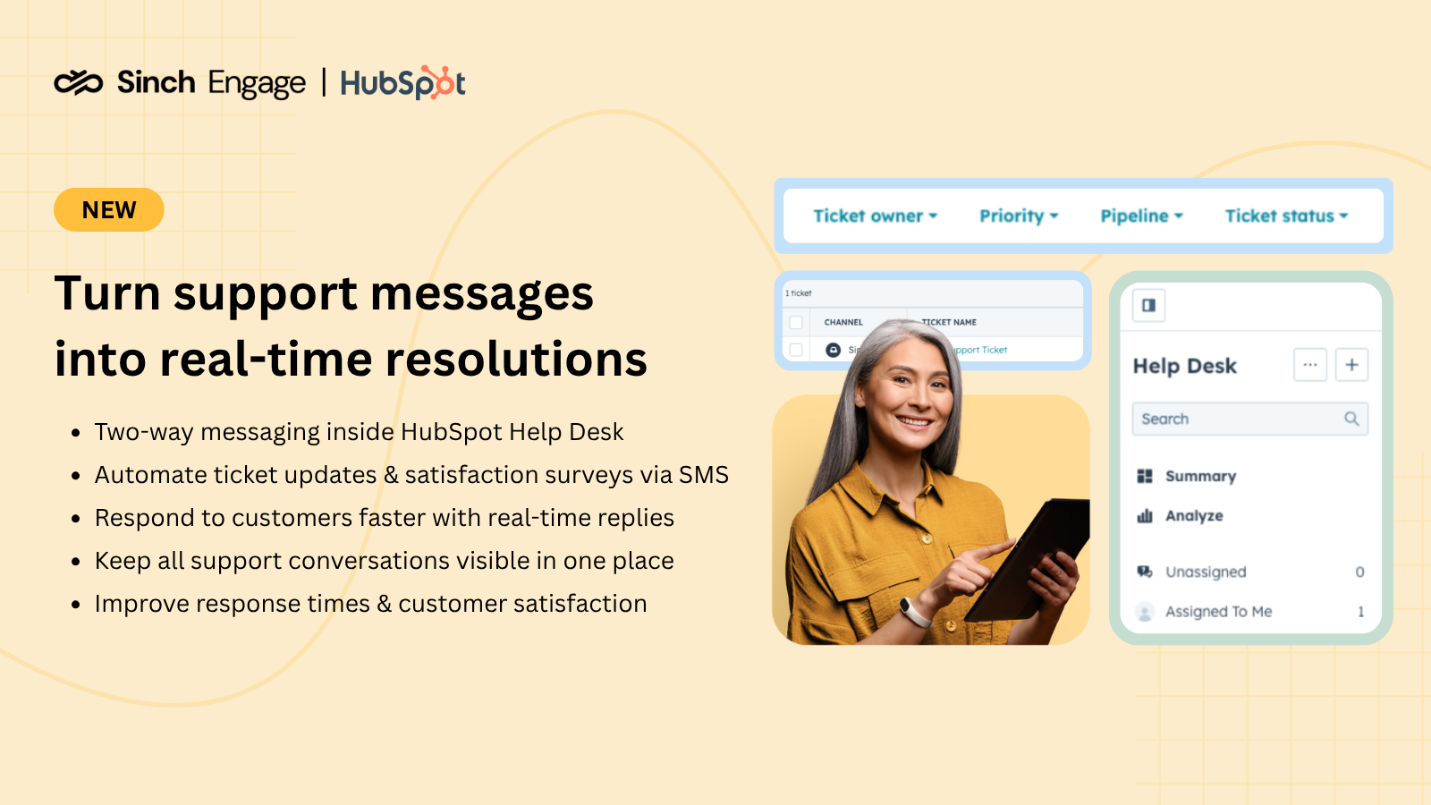 Faster support with Help Desk & Service Hub messaging.